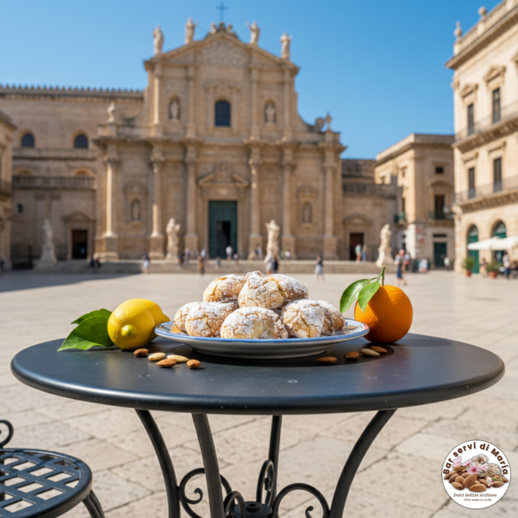 Classic almond biscuits with powdered sugar