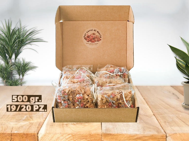 Box da 500g 20 pezzi circa di torroncini sfoglia croccanti dolci delizie siciliane